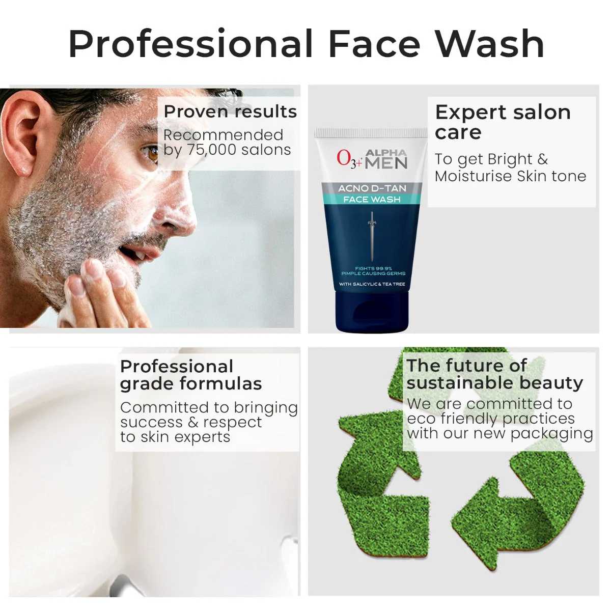 O3+ Alpha Men Acno D-Tan Face Wash