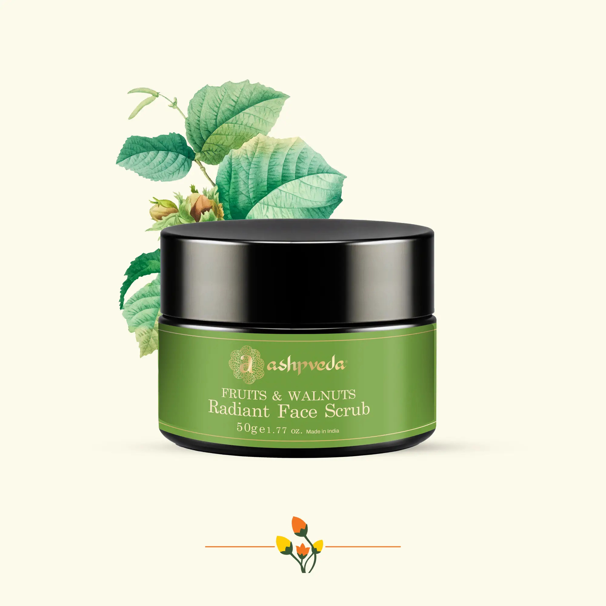 ashpveda radiant face scrub with fruits and walnuts