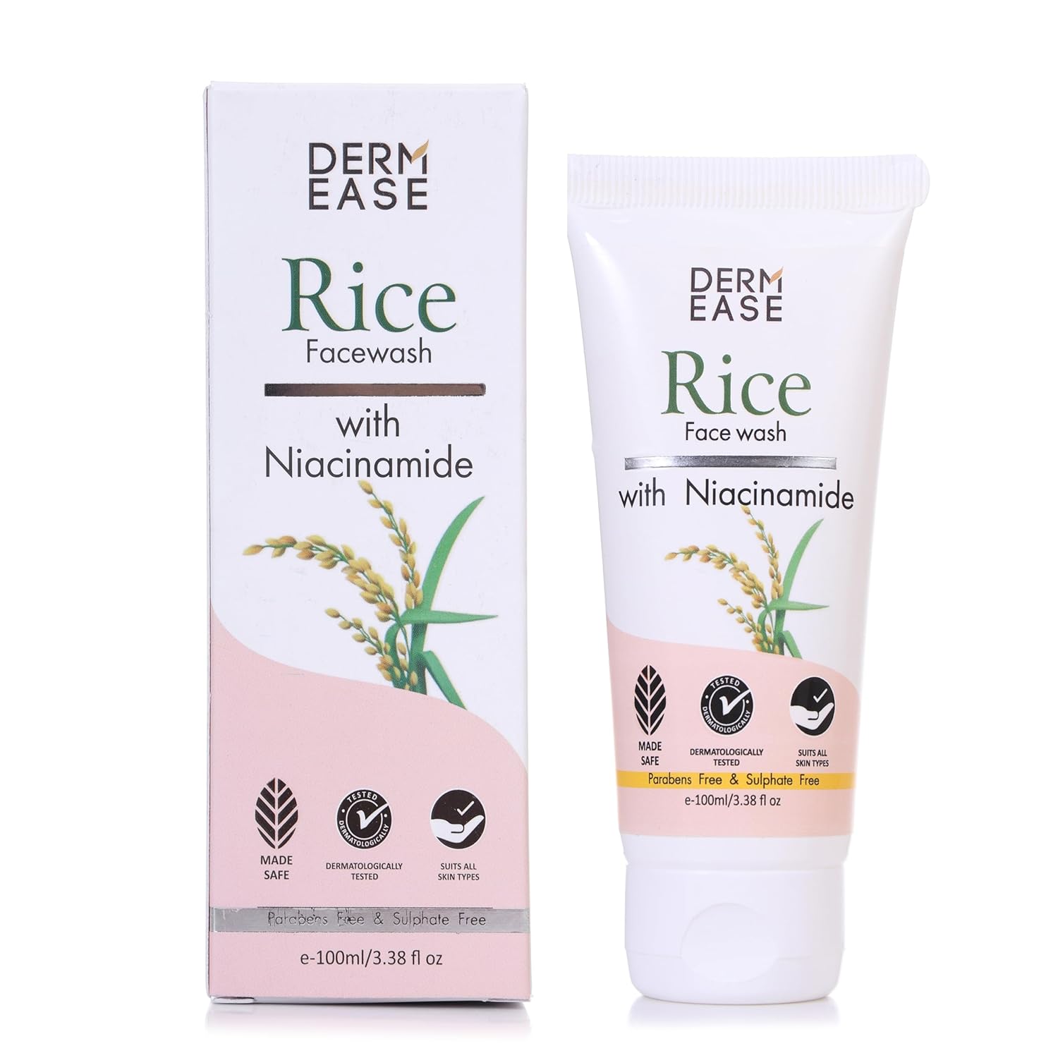 dermease rice face wash with niacinamide for bright skin