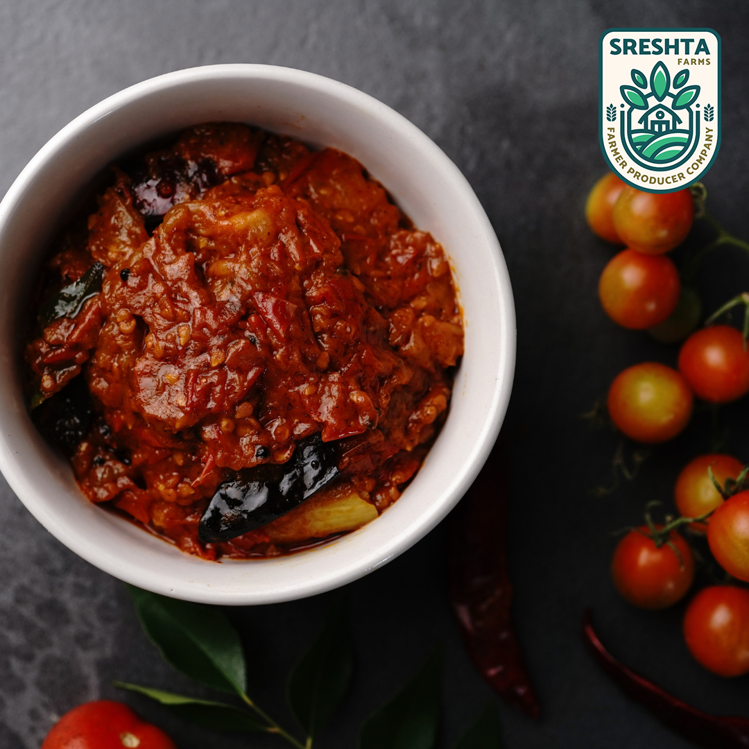sreshta farms andhra tomato pickle tangy and home style taste