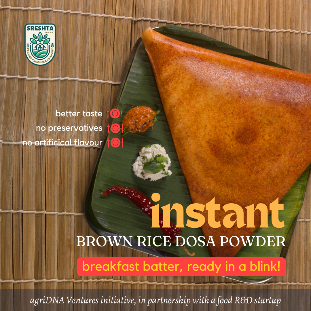 sreshta farms instant brown rice dosa powder
