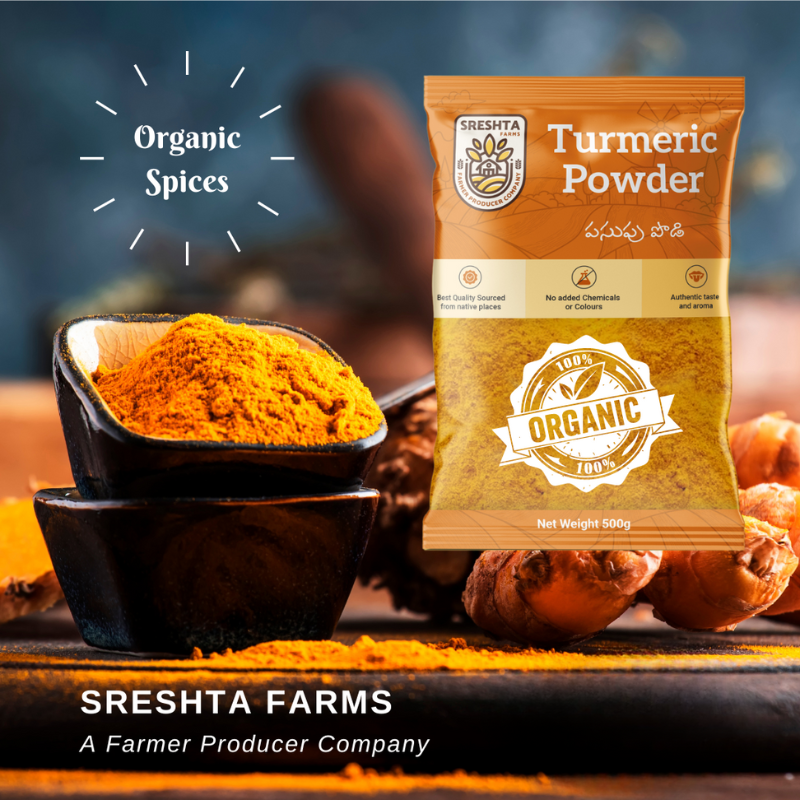 sreshta farms organic turmeric haldi powder