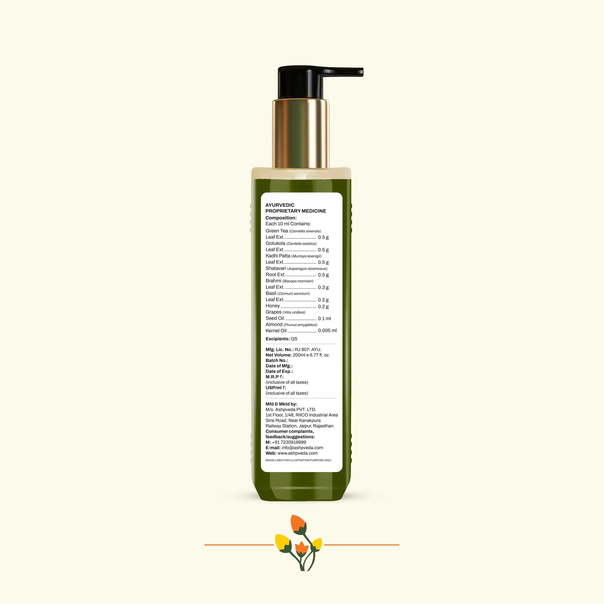 ashpveda Green Tea & Gotukola Hair Wash