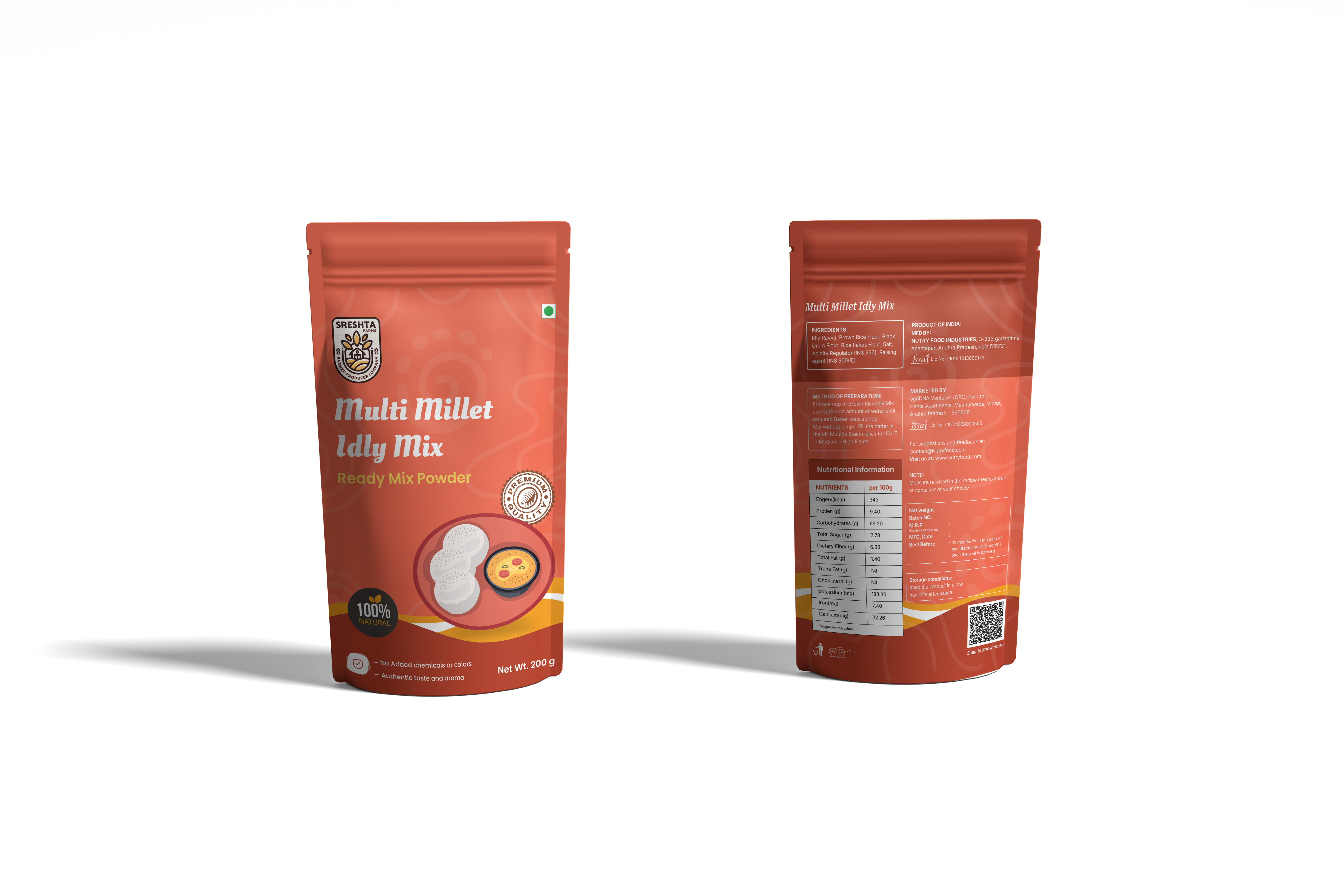 sreshta farms instant multi millet idly powder