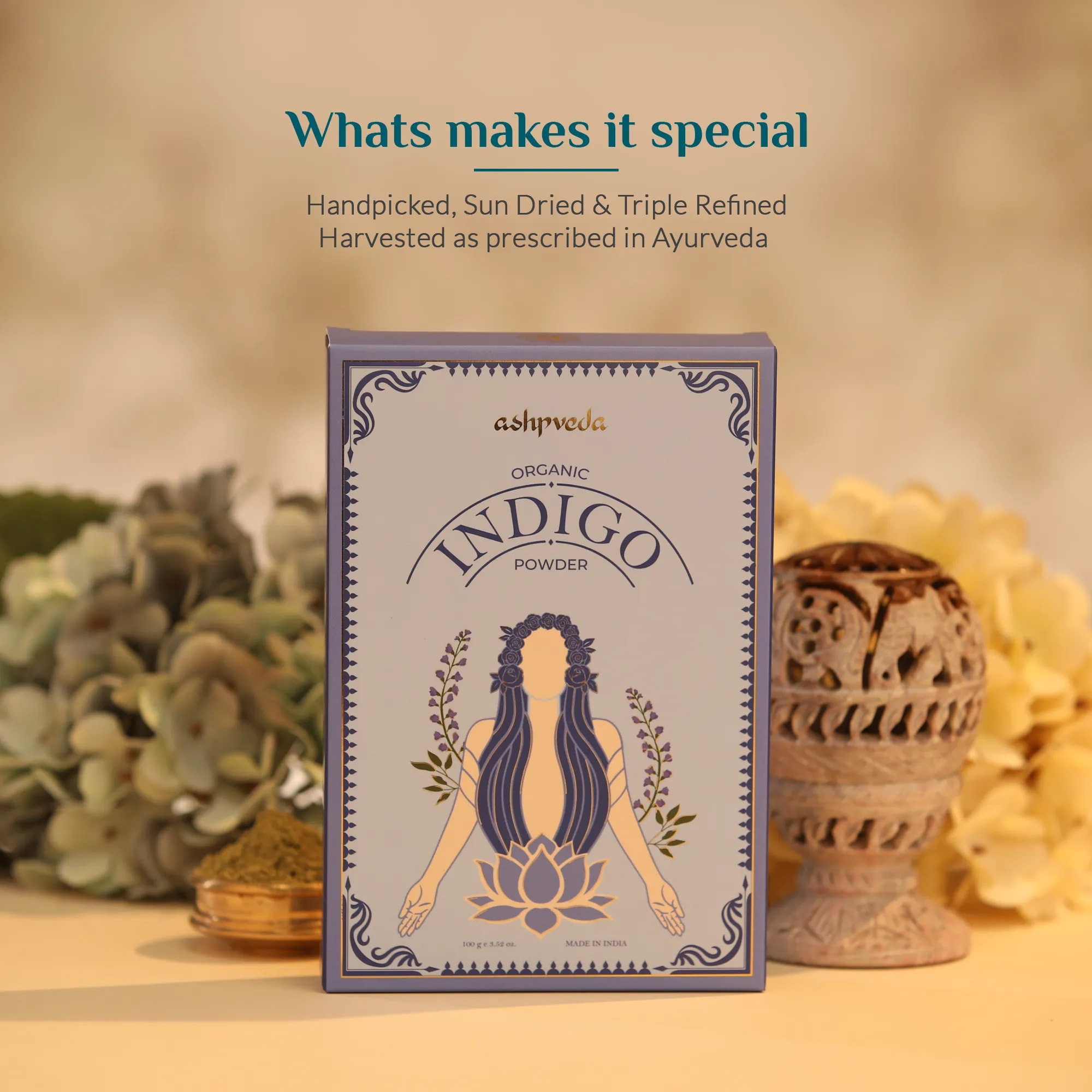 ashpveda Organic Indigo Hair Color Powder